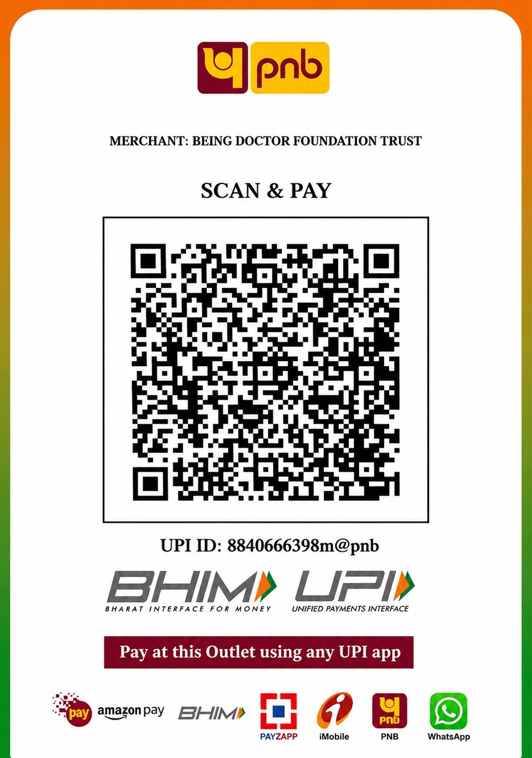 UPI QR Code — Being Doctor Foundation Trust